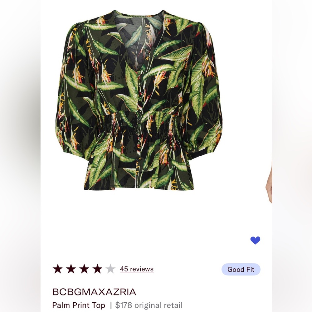 BCBGMaxAzria Tropical Leaf Print Blouse